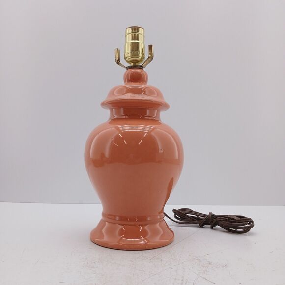 Retro Peach Ginger Jar Glaze Ceramic Pottery Table Lamp Art Deco Pottery - Picture 6 of 14